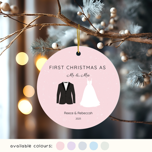 Personalised First Christmas as Mr & Mrs Christmas Decoration