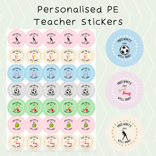 Personalised PE Teacher Stickers