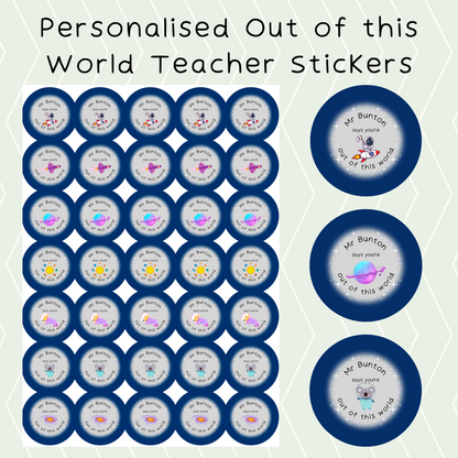 Personalised Out of this World Space Themed Teacher Stickers