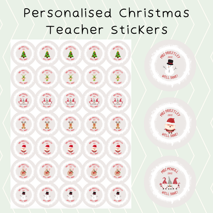 Personalised Christmas Teacher Stickers