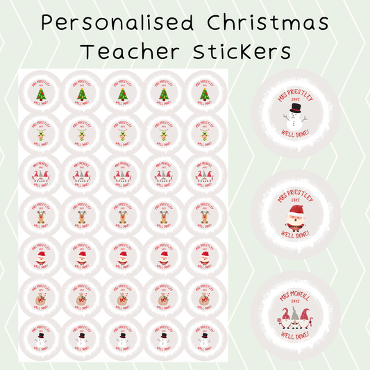 Personalised Christmas Teacher Stickers
