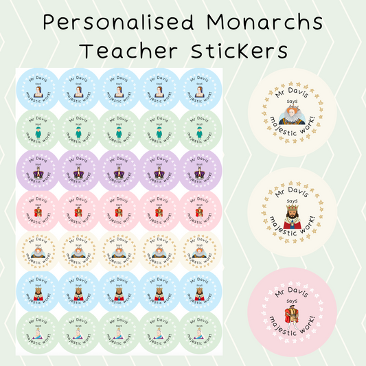 Personalised Monarch Teacher Stickers
