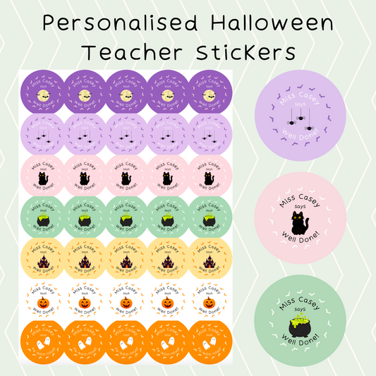 Personalised Halloween Teacher Stickers