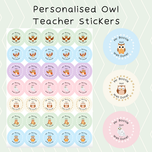Personalised Owl Teacher Stickers