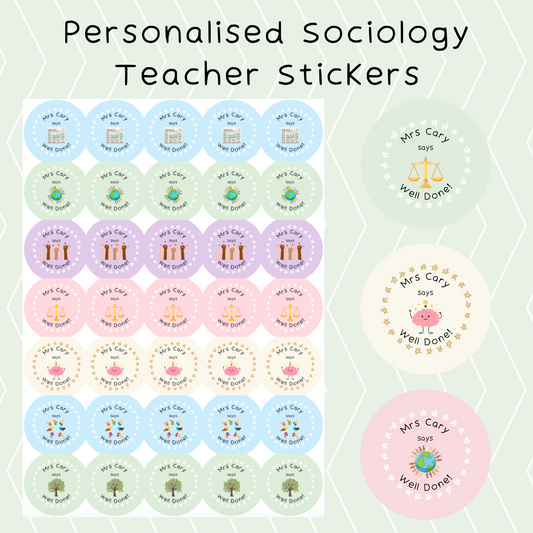 Personalised Sociology Teacher Stickers