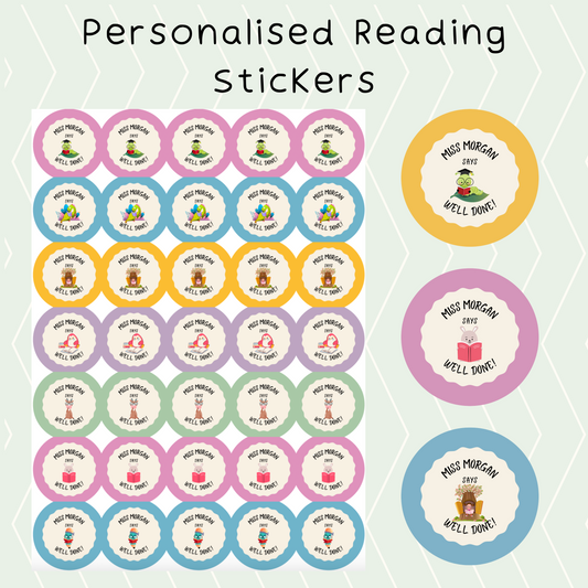 Personalised Reading Teacher Stickers