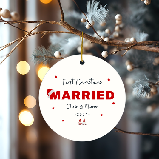 Personalised First Christmas Married Christmas Decoration