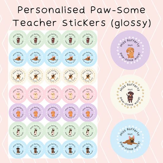 Paw-some Work Dog Personalised Teacher Stickers