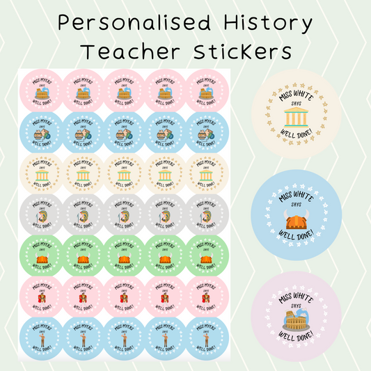 Personalised History Teacher Stickers