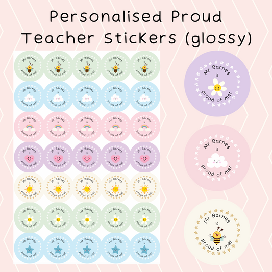 Personalised Proud Teacher Glossy Stickers