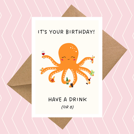 Have a Drink (or 8) Funny Birthday Card