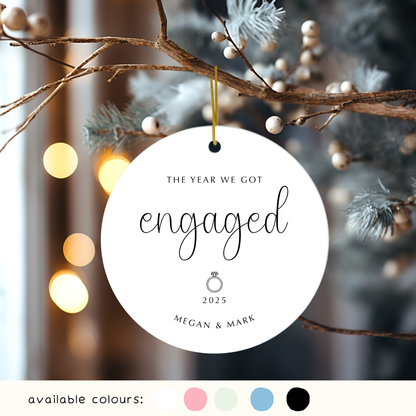 Personalised The Year We Got Engaged Christmas Decoration