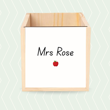 Personalised Teacher Pencil Pot - Name & Apple