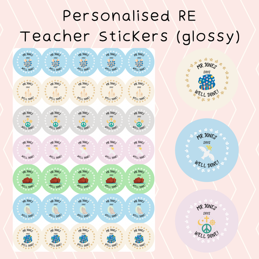 Personalised Religious Education Teacher Glossy Stickers