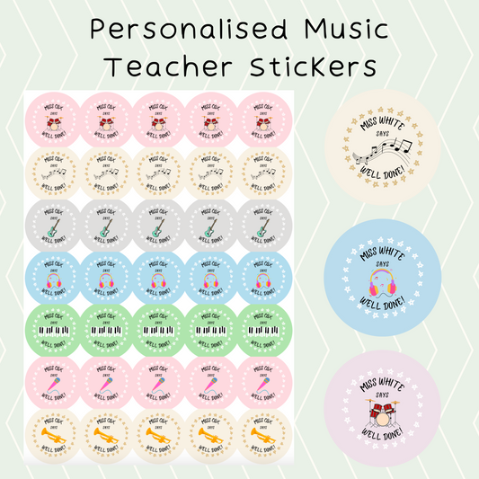 Personalised Music Teacher Stickers