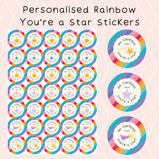 You're a Star Personalised Teacher Reward Stickers