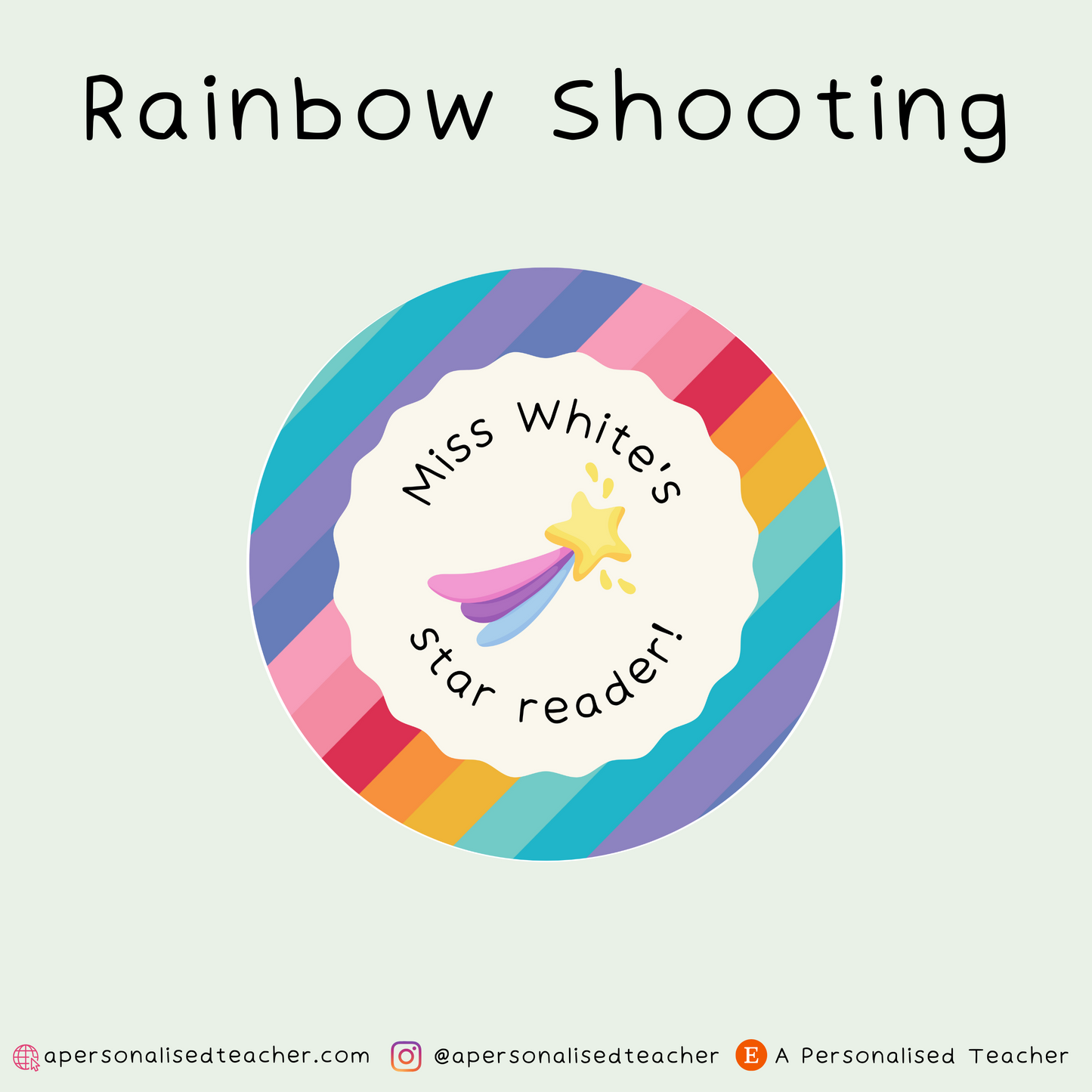 Personalised Rainbow Star Reader Teacher Stickers