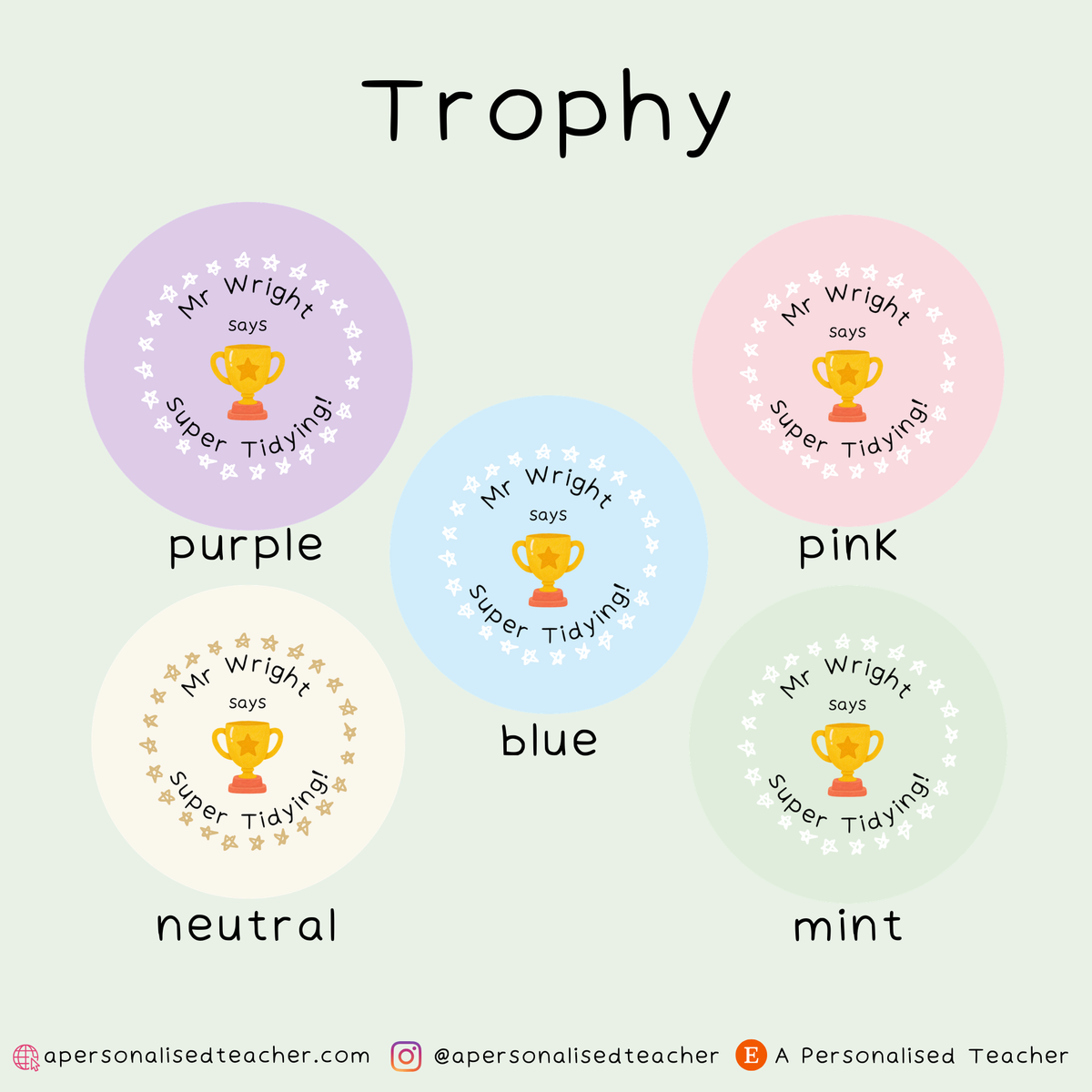 Personalised Super Tidying Teacher Stickers