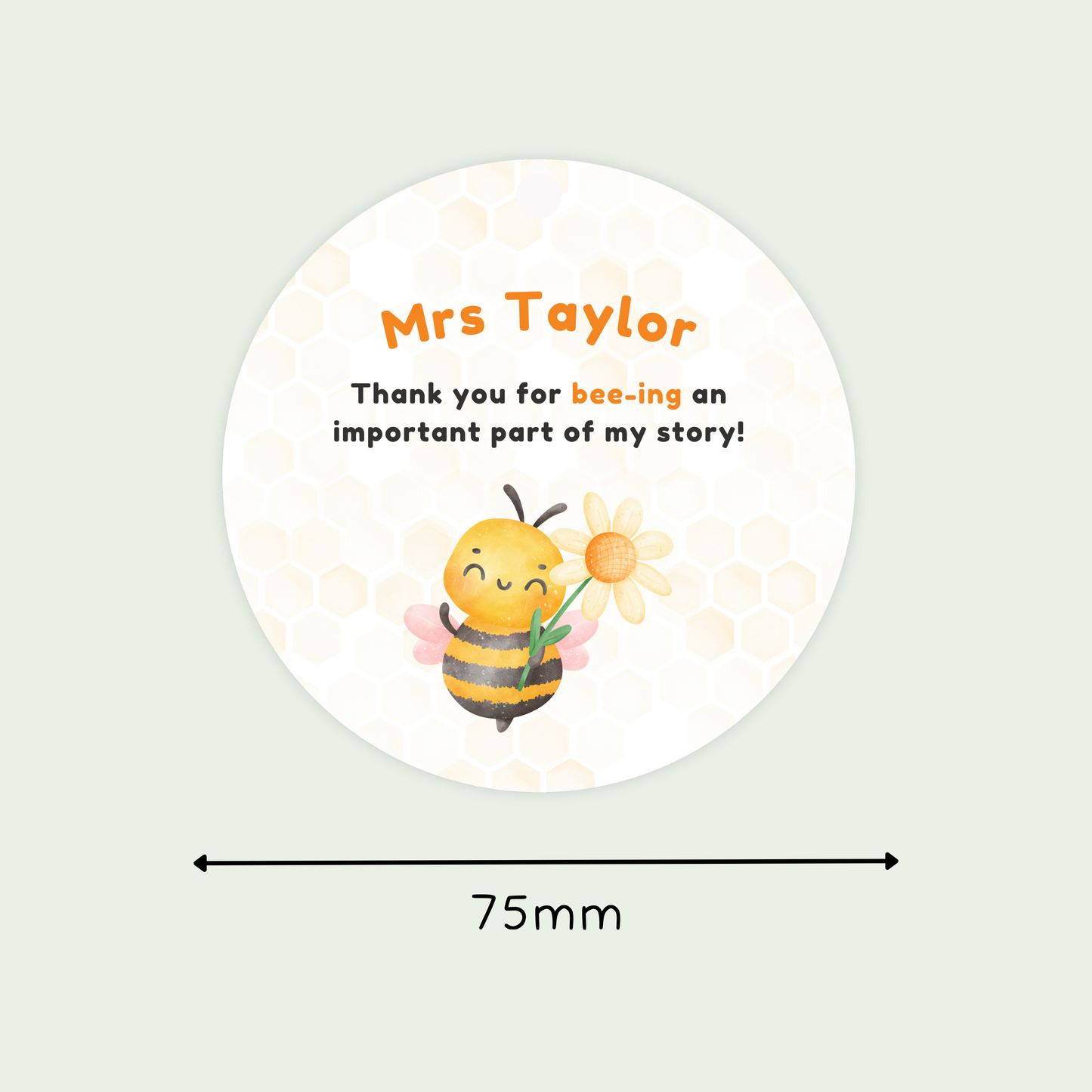 Personalised Thank You for Bee-ing Important Hanging Decoration
