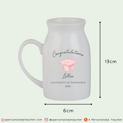 Personalised Graduation Vase – Name, University & Year