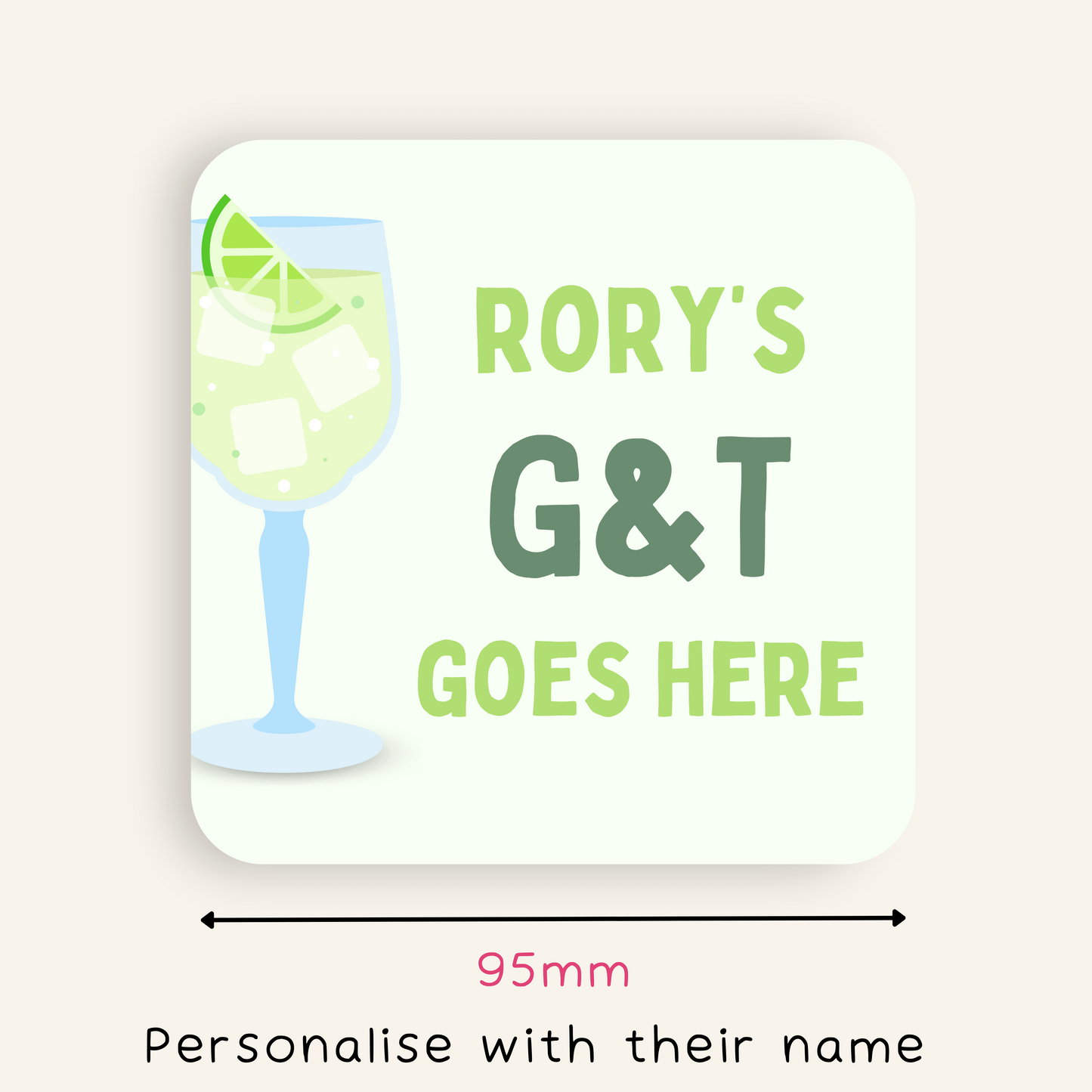 Personalised [Insert Name] Gin and Tonic Goes Here Coaster