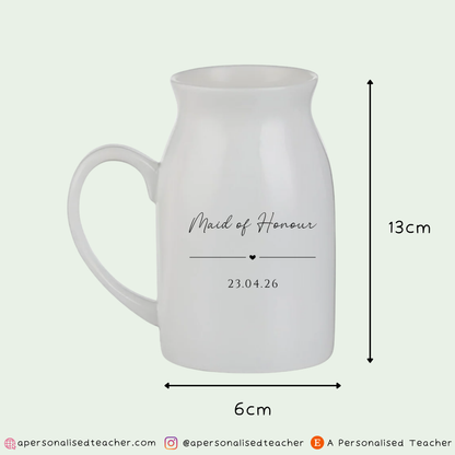 Personalised Maid of Honour Vase with Wedding Date