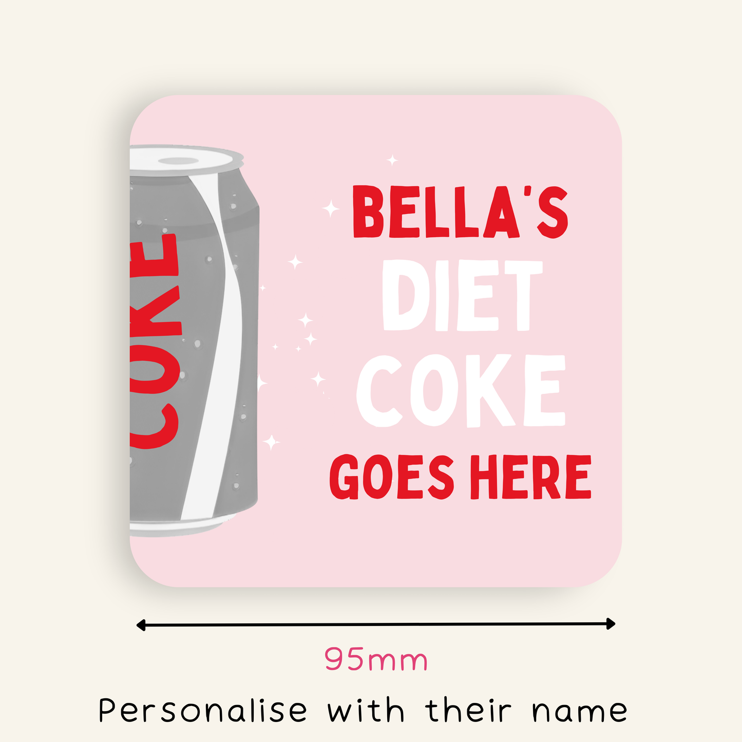 Personalised Diet Coke Goes Here Coaster