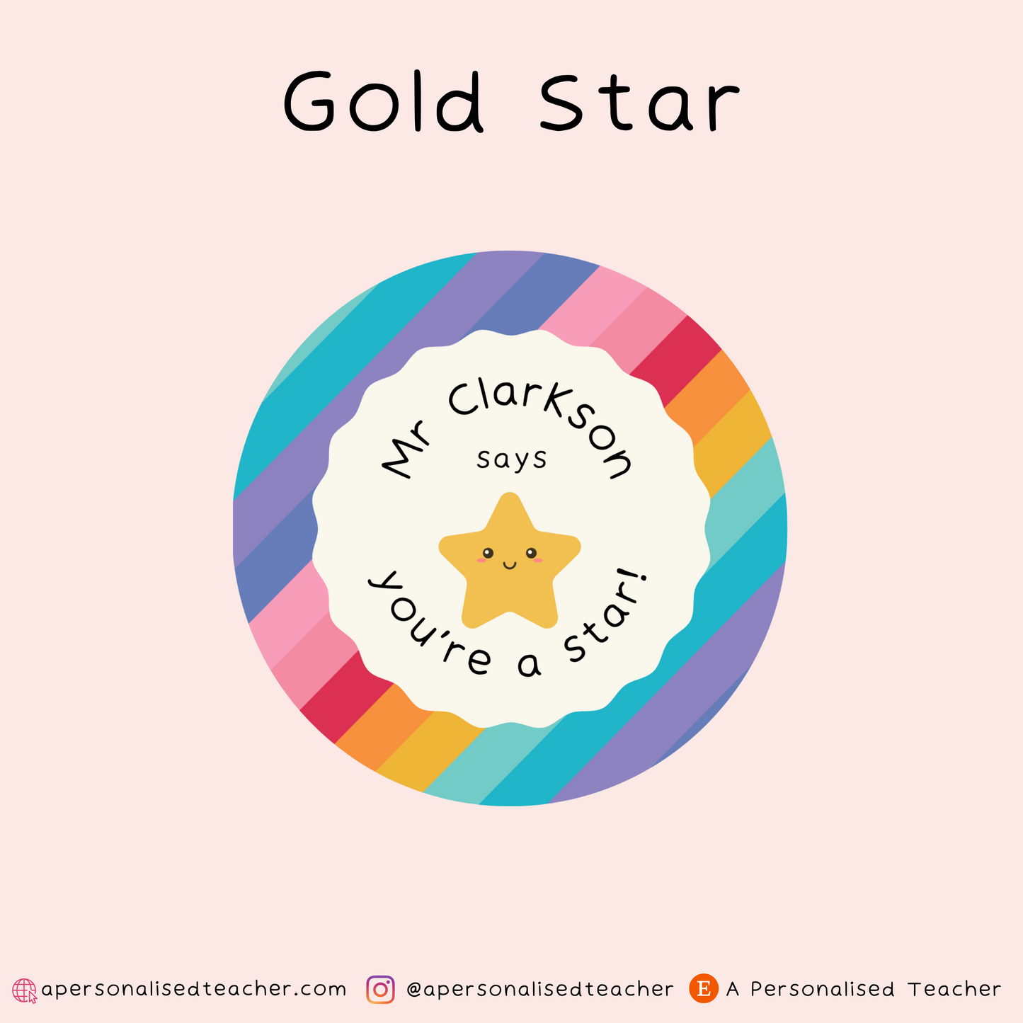 You're a Star Personalised Teacher Reward Stickers