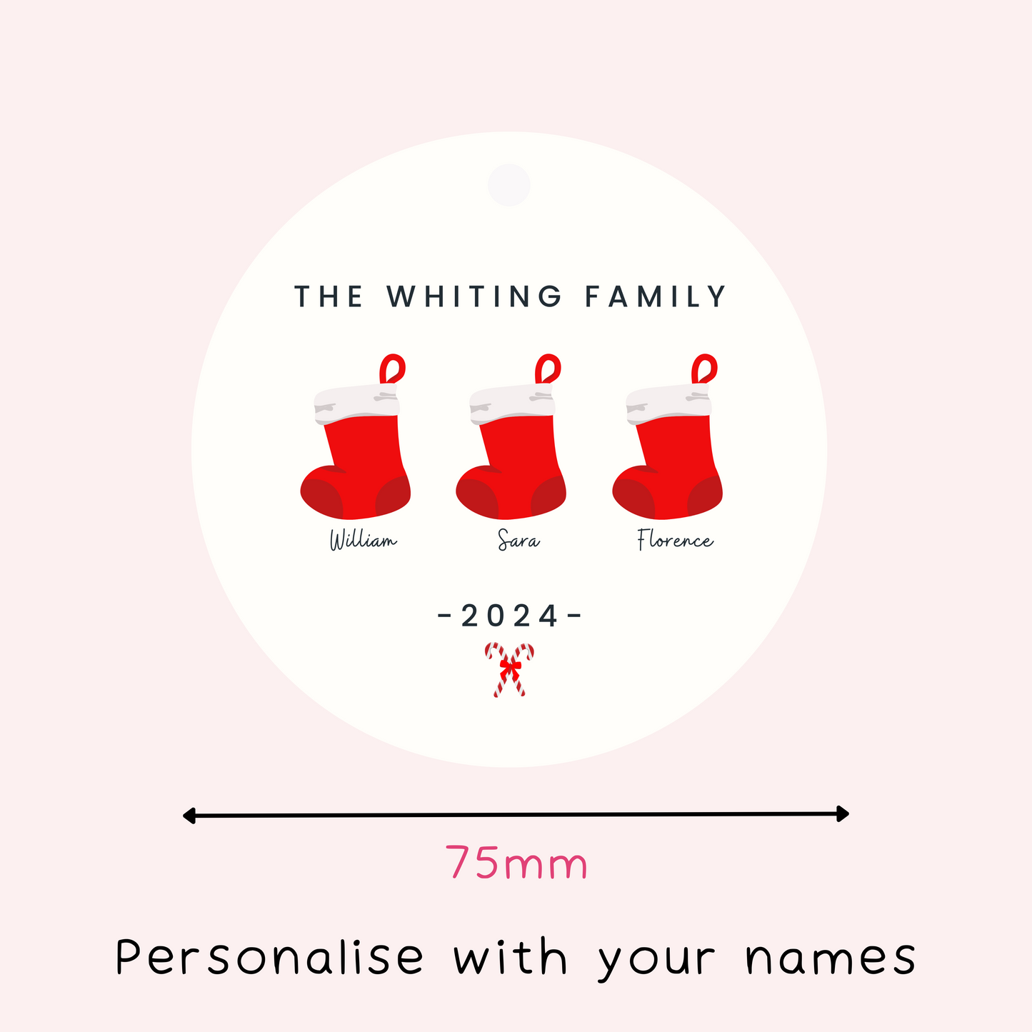 Personalised 2024 Family Stockings Christmas Decoration