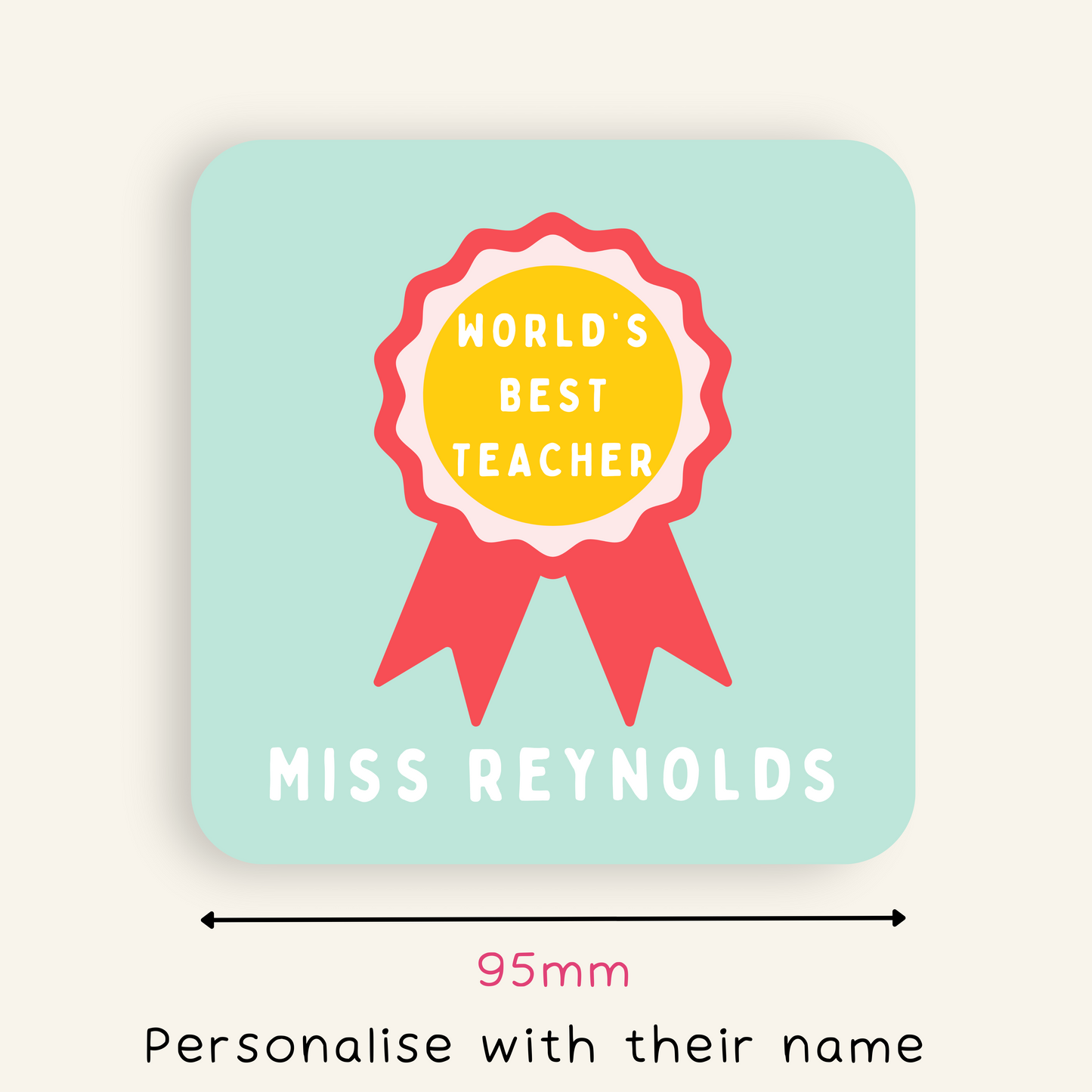 Personalised World's Best Teacher Coaster