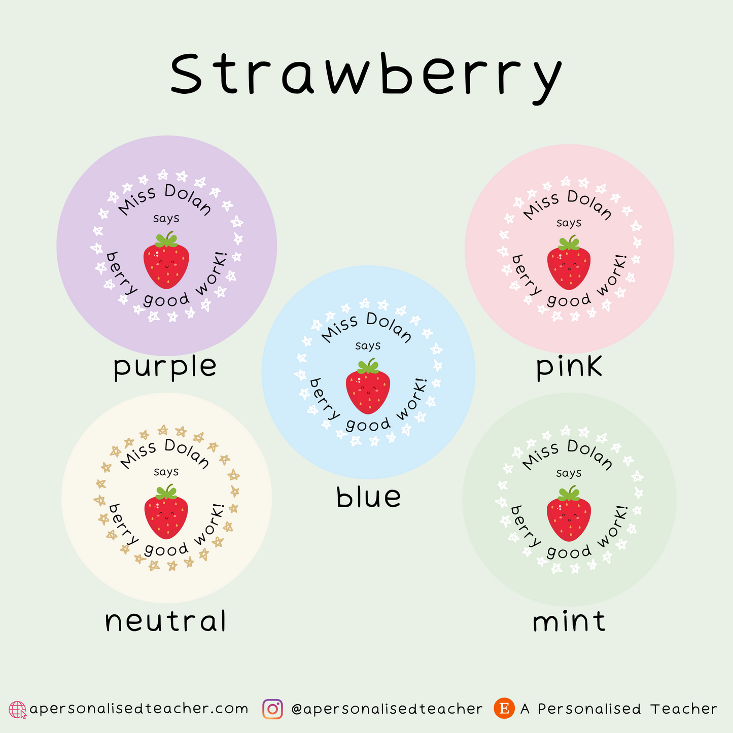 Personalised Fruit Pun Teacher Stickers