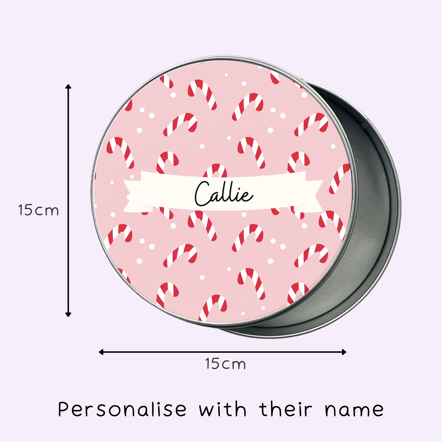 Personalised Pink Candycane Tin