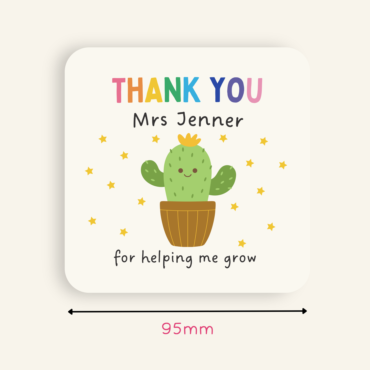 Personalised Helping me Grow Teacher Coaster