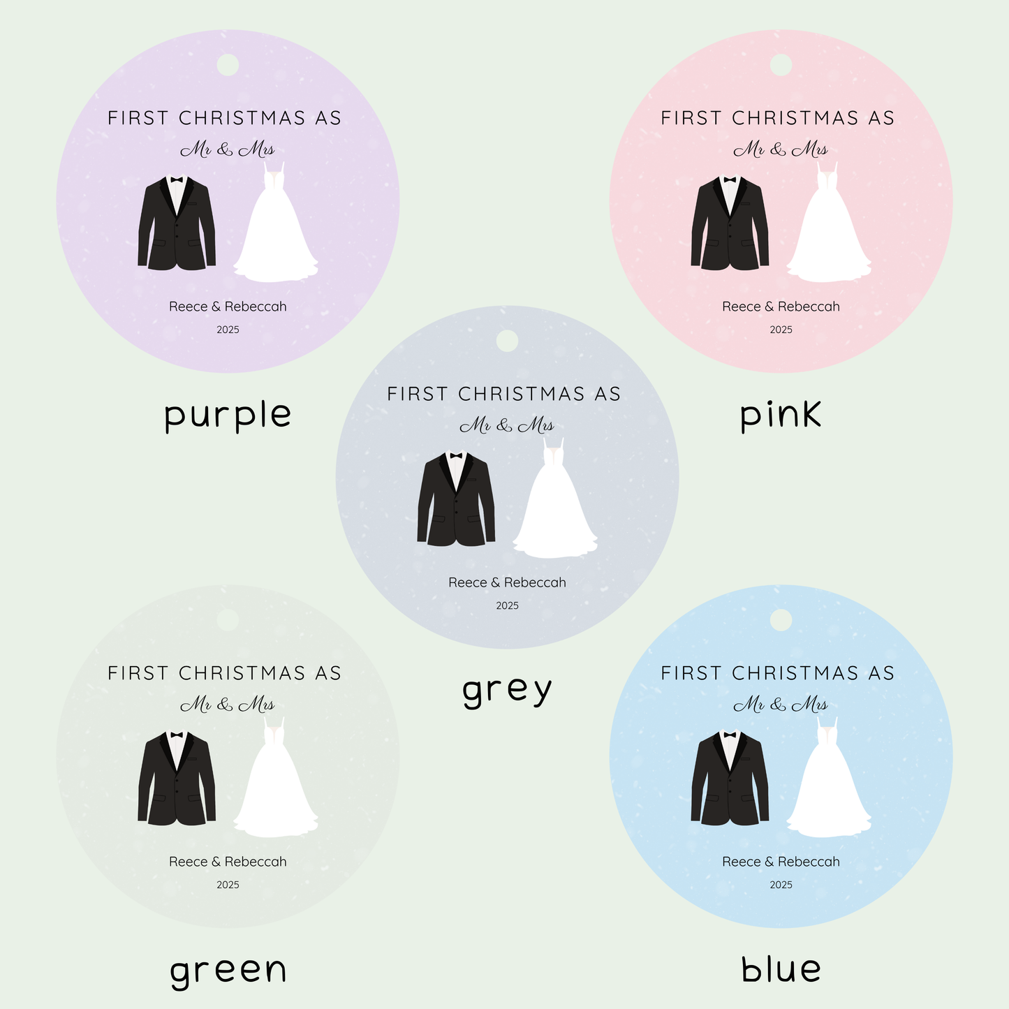Personalised First Christmas as Mr & Mrs Christmas Decoration