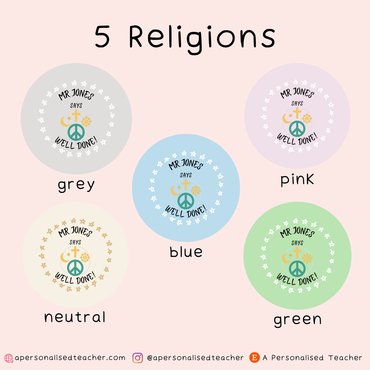 Personalised Religious Education Teacher Glossy Stickers