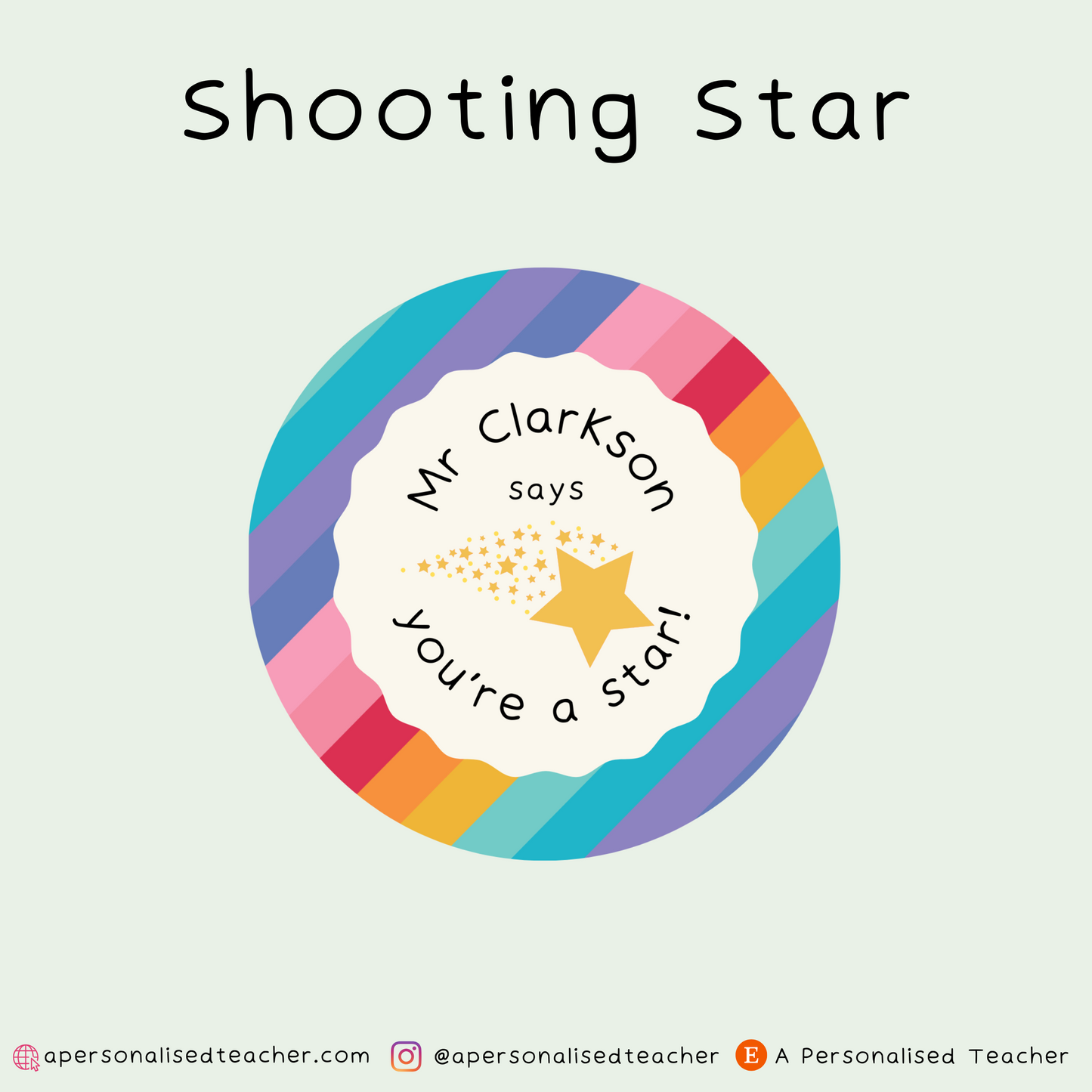 Personalised Rainbow You're a Star Teacher Stickers