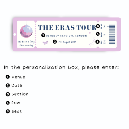 Personalised Eras Tour Ticket Bookmark