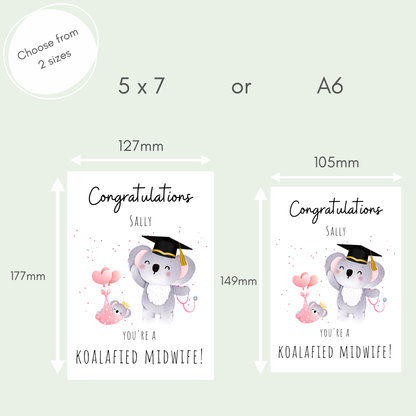 Personalised Koalafied Midwife Card