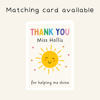 Personalised Helping me Shine Teacher Coaster