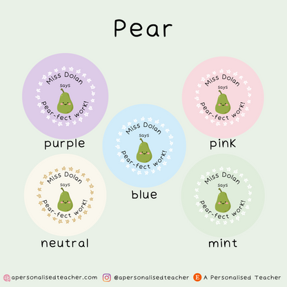 Personalised Fruit Pun Teacher Stickers