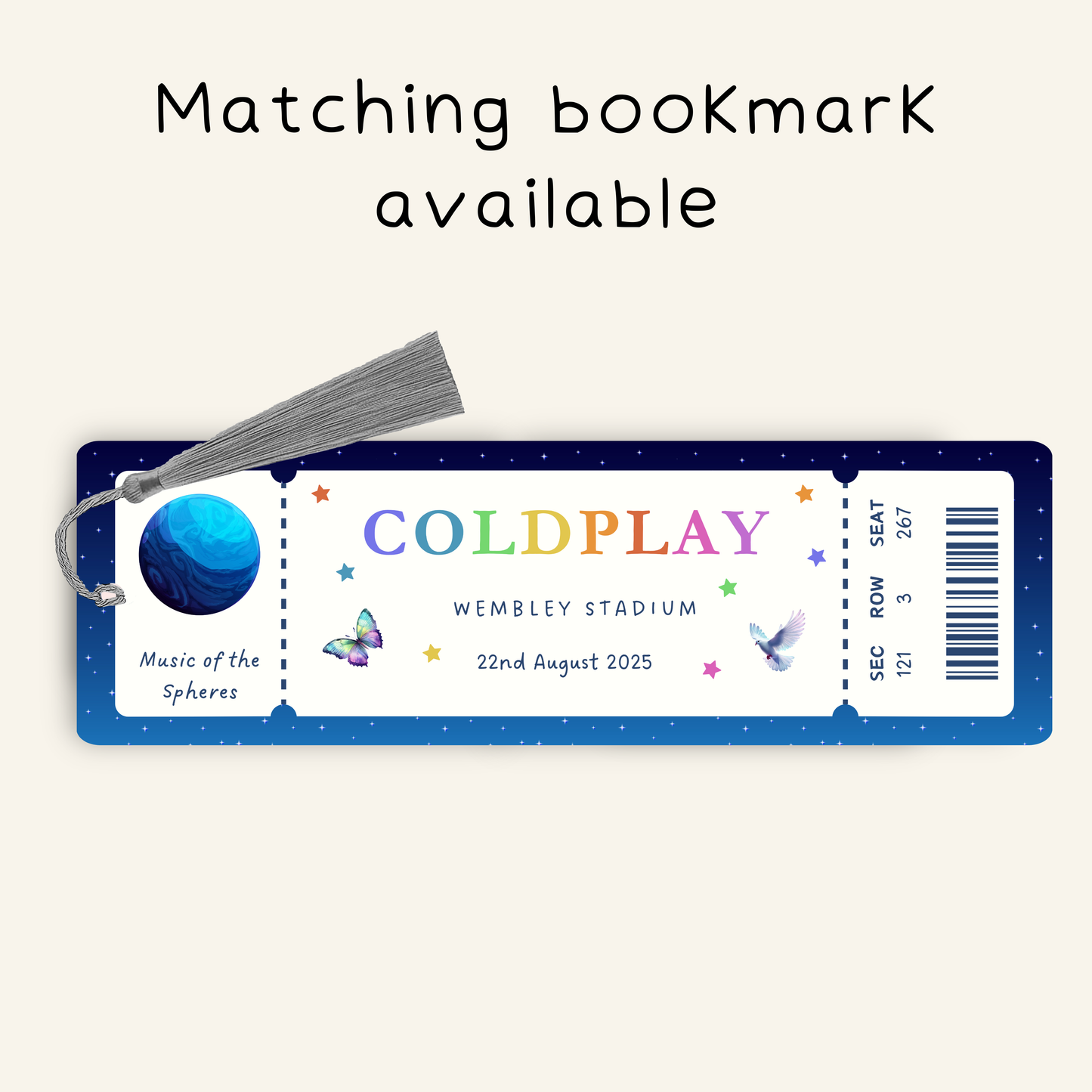 Personalised Coldplay Tour Ticket Coaster