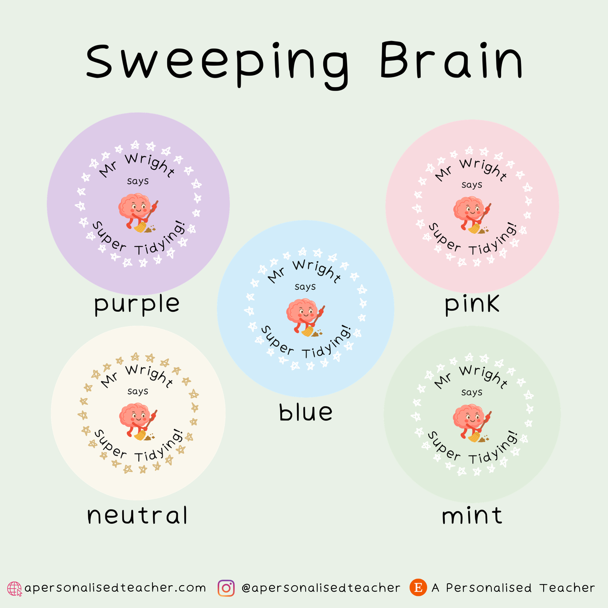 Personalised Super Tidying Teacher Stickers