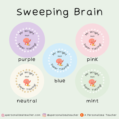 Personalised Super Tidying Teacher Stickers