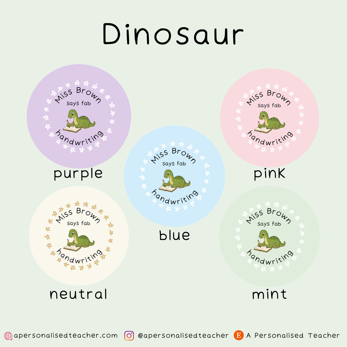 Personalised Fab Handwriting Teacher Stickers