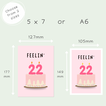 Feelin' 22 Taylor Swift Inspired Birthday Card
