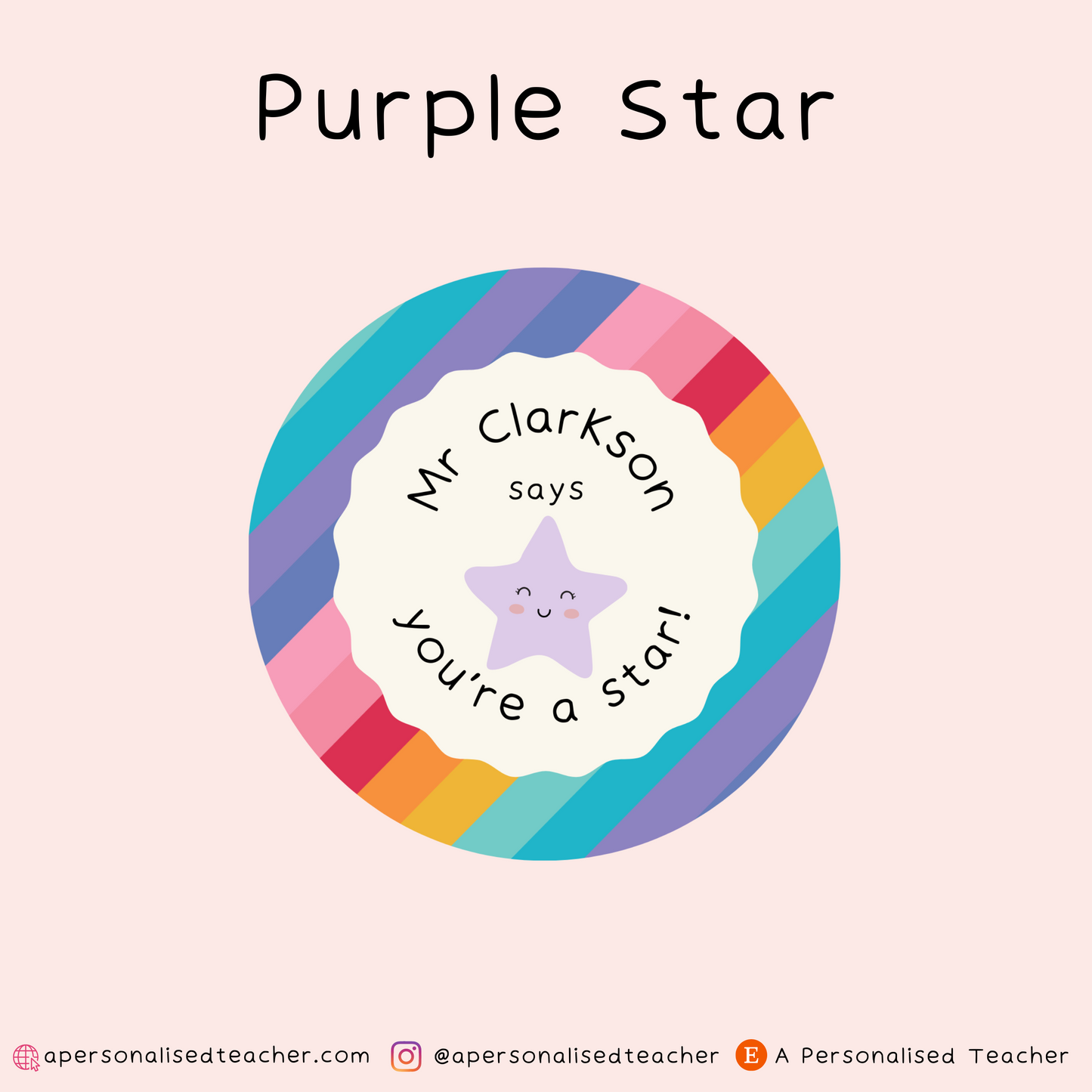 You're a Star Personalised Teacher Reward Stickers