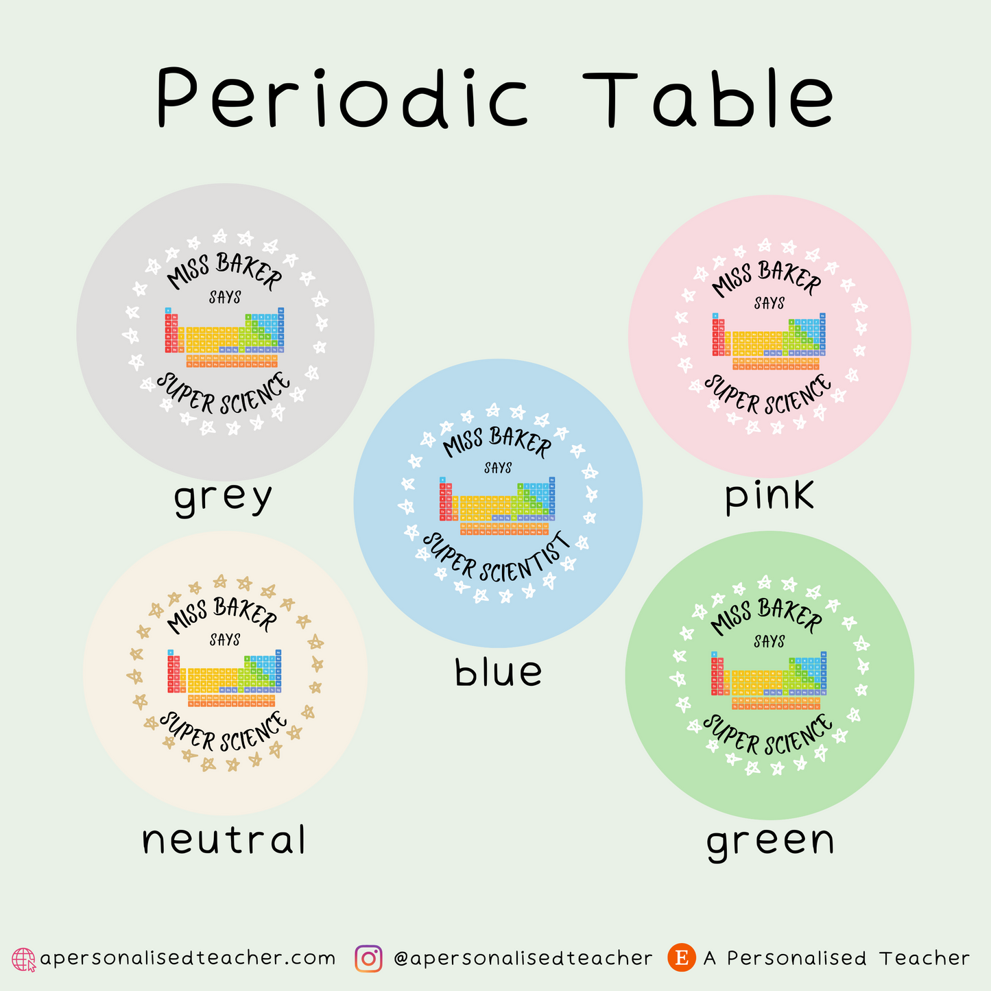 Personalised Chemistry Teacher Stickers