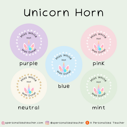 Personalised Unicorn-Princess Teacher Stickers