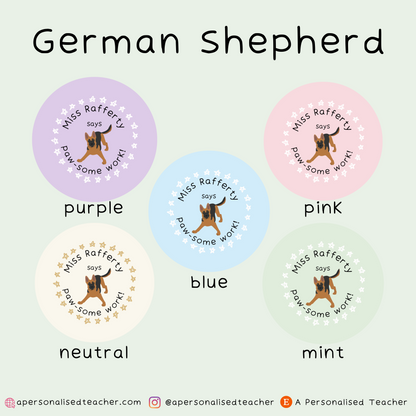 Personalised Paw-Some Work Teacher Stickers