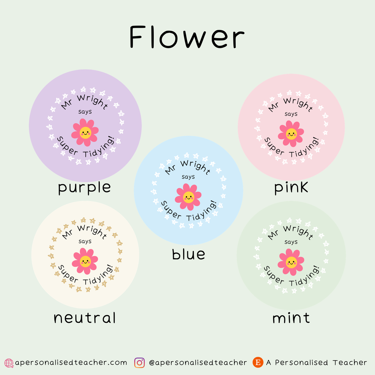 Personalised Super Tidying Teacher Stickers